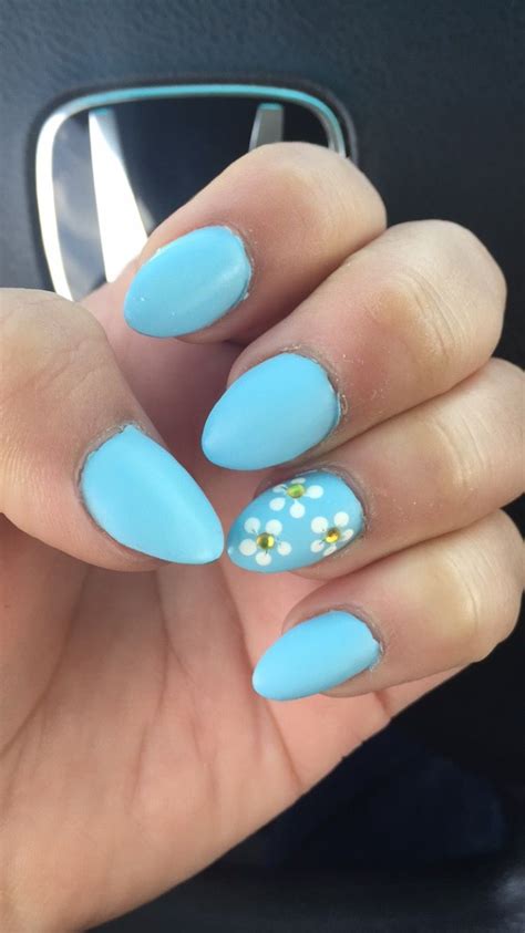 short blue almond nails|short almond shaped acrylic nails.